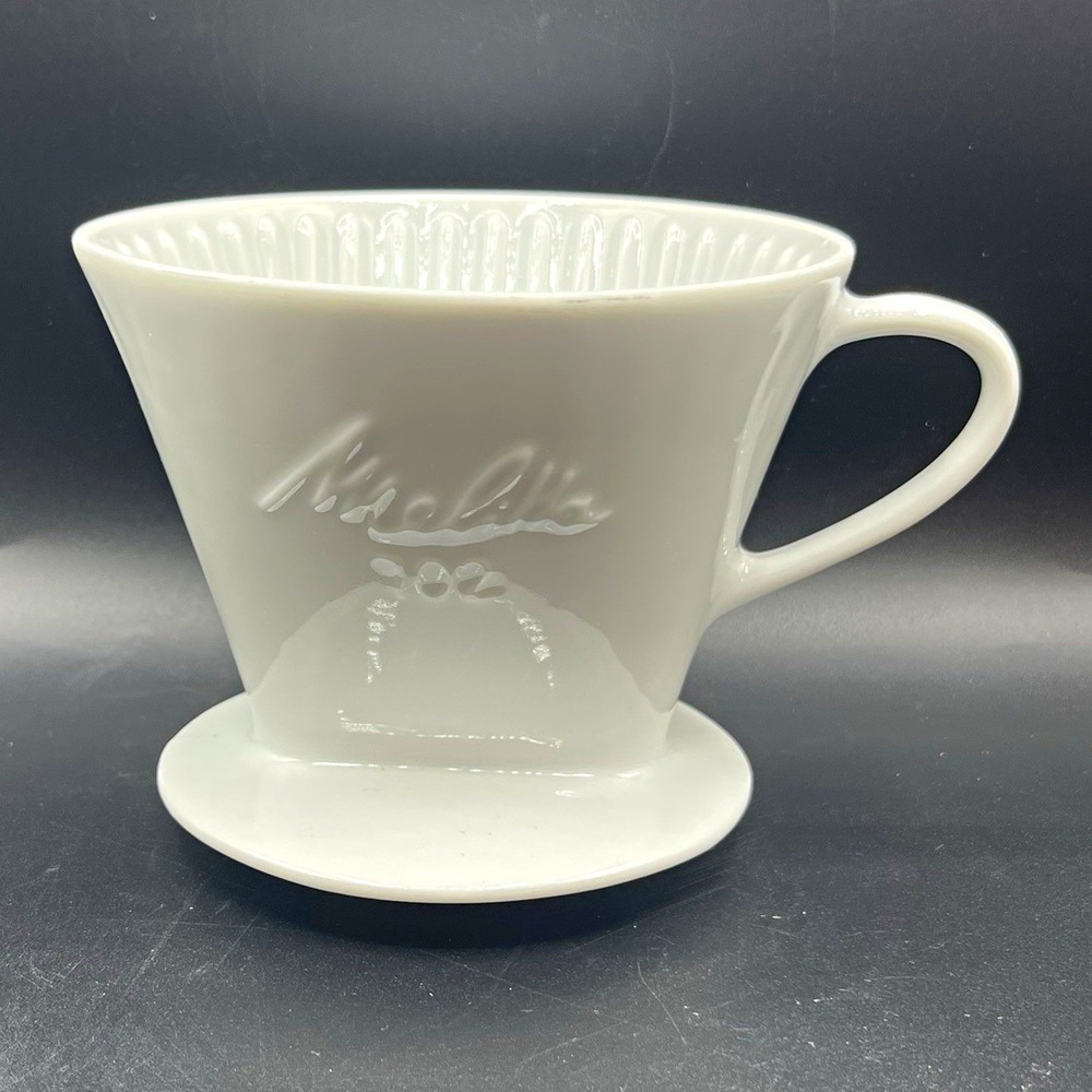 Vintage Rare Melitta Ceramic Coffee Filter Dripper Cone, White Glossy 102